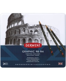 imagem de detalhe produto Estojo de lata com 24 lápis Graduado: 9B - 9H