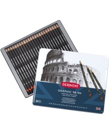 imagem principal do produto Estojo de lata com 24 lápis Graduado: 9B - 9H