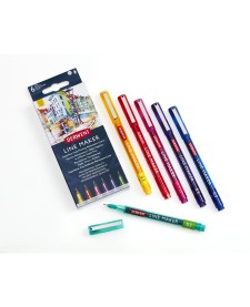 imagem principal do produto Kit com 6 Canetas Coloridas Line Maker 0,3 Derwent