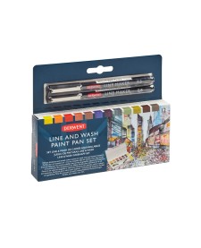 imagem de detalhe produto Kit de Aquarela Line & Wash com 12 Cores de Aquarelas em Pastilha e 2 canetas Line Maker