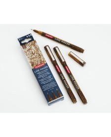 imagem principal do produto Kit Estojo com 3 Canetas Graphik Line Maker 0,1/0,3/0,5mm Sépia Derwent