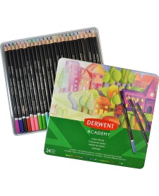 imagem principal do produto Lápis de Cor Academy 24 Cores Estojo Lata