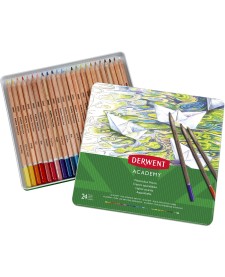 imagem principal do produto Lápis de Cor Aquarelável Academy 24 Cores Estojo Lata