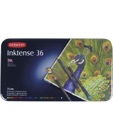 imagem de detalhe produto Lápis de Cor Aquarelável Inktense 36 Cores Estojo Lata Derwent
