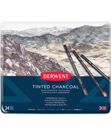 imagem de detalhe produto Lápis de Cor em Carvão Tingido 24 Cores Estojo Lata