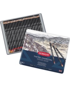 imagem principal do produto Lápis de Cor em Carvão Tingido 24 Cores Estojo Lata