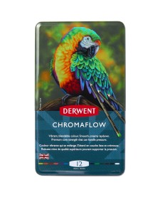 imagem principal do produto Lápis de Cor Permanente Chromaflow 12 Cores Estojo Lata