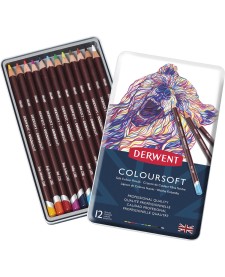DERWENT COLOURSOFt 36色セット Lápis de Cor Permanente Coloursoft 36 Cores Estojo Lata - Derwent