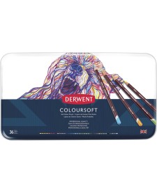 imagem de detalhe produto Lápis de Cor Permanente Coloursoft 36 Cores Estojo Lata