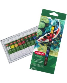 imagem principal do produto Tinta Acrílica 12 Cores 12ml Derwent Academy