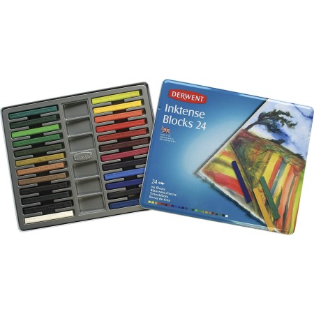 Foto ilustrativa Bloco Inktense Aquarelável 24 Cores Estojo Lata