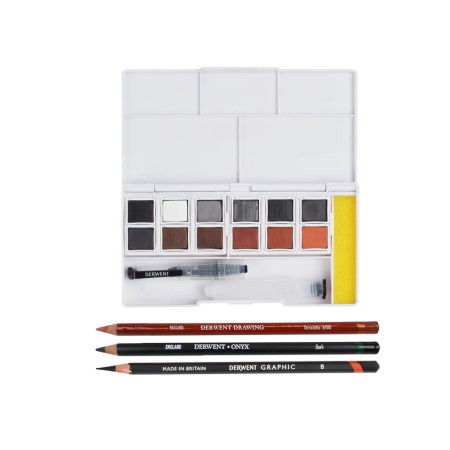 Foto ilustrativa Kit de Aquarela Shade & Tone com 12 Cores de Aquarelas em Pastilha e 3 Lápis