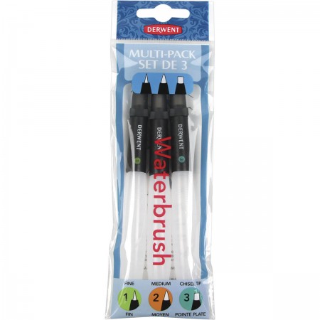 Foto ilustrativa Kit Pincel com Reservatório de Água Waterbrush: Fino, Médio e Cinzel