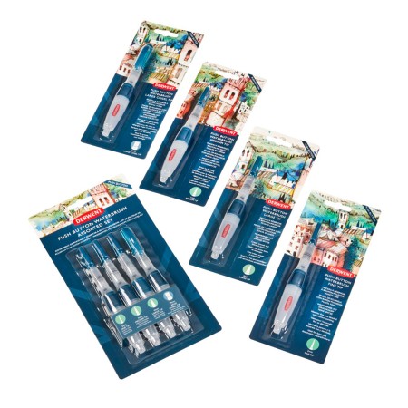 Foto ilustrativa Kit Pincel de Reservatório de Água Waterbrush com botão de liberação de água: Fine, Medium, Large e Large Chisel