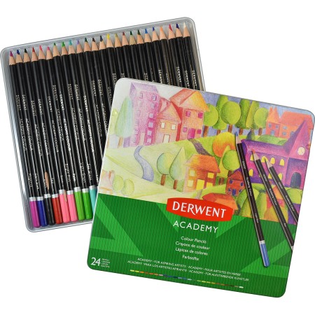 Foto ilustrativa Lápis de Cor Academy 24 Cores Estojo Lata