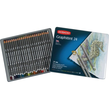 Foto ilustrativa Lápis de Cor Aquarelável Graphitint 24 Cores Estojo Lata