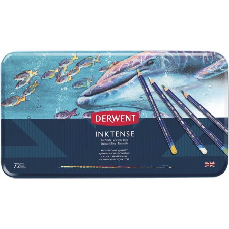 Lápis de Cor Aquarelável Inktense 72 Cores Estojo Lata - Derwent