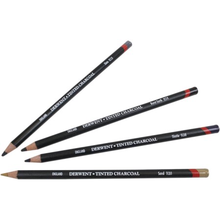 Foto ilustrativa Lápis de Cor em Carvão Tingido 12 Cores Estojo Lata