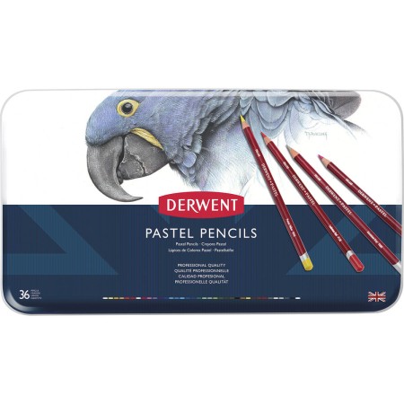 Foto ilustrativa Lápis de Cor Pastel 36 Cores Estojo Lata Derwent