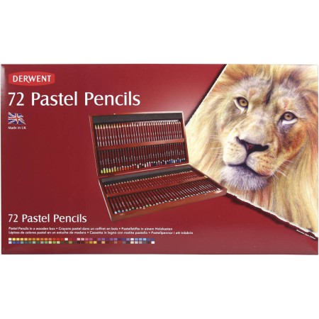 Foto ilustrativa Lápis de Cor Pastel 72 Cores Estojo Madeira Derwent