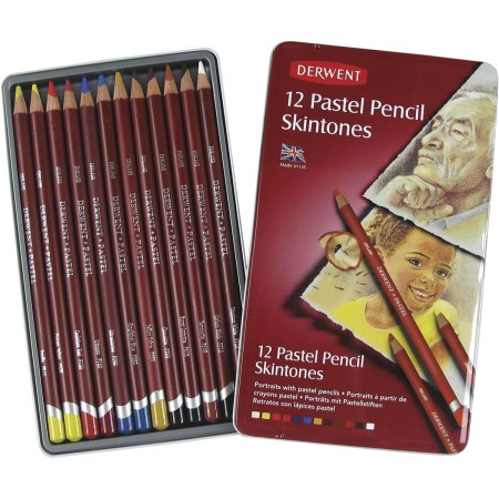 Foto ilustrativa Lápis de Cor Pastel Tons de Pele 12 Cores Estojo Lata