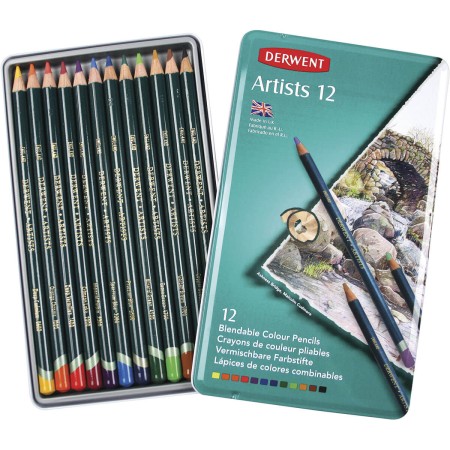 Foto ilustrativa Lápis de Cor Permanente Artists 12 Cores Estojo Lata