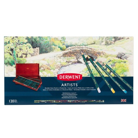 Foto ilustrativa Lápis de Cor Permanente Artists 120 Cores Estojo Madeira Derwent