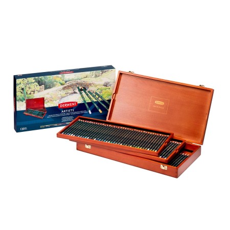 DERWENT Fine Art Pencils 色鉛筆 120色 Lápis de Cor Permanente Artists 120 Cores Estojo Madeira Derwent