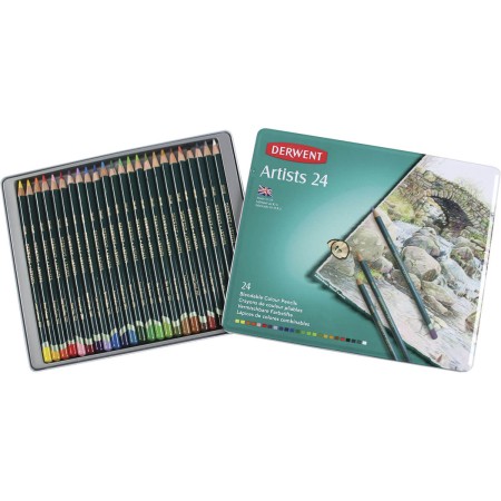 Foto ilustrativa Lápis de Cor Permanente Artists 24 Cores Estojo Lata