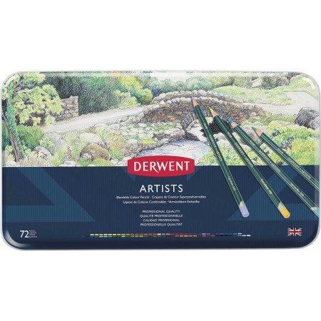 Foto ilustrativa Lápis de Cor Permanente Artists 72 Cores Estojo Lata