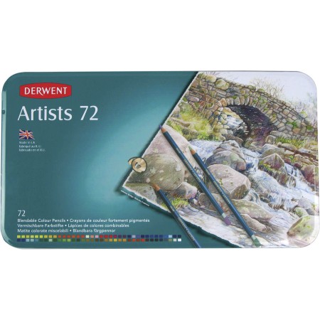 Foto ilustrativa Lápis de Cor Permanente Artists 72 Cores Estojo Lata