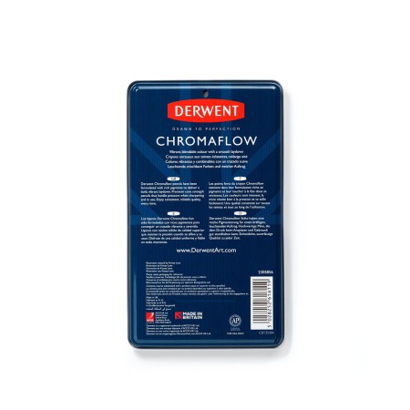 Foto ilustrativa Lápis de Cor Permanente Chromaflow 12 Cores Estojo Lata