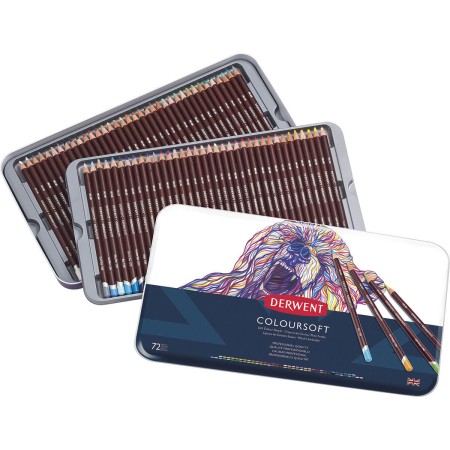 Lápis de Cor Permanente Coloursoft 72 Cores Estojo Lata - Derwent