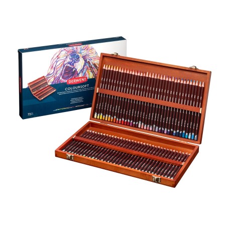 Foto ilustrativa Lápis de Cor Permanente Coloursoft 72 Cores Estojo Madeira Derwent