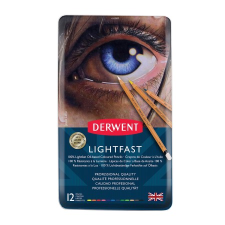 Foto ilustrativa Lápis de Cor Permanente Lightfast 12 Cores Estojo Lata