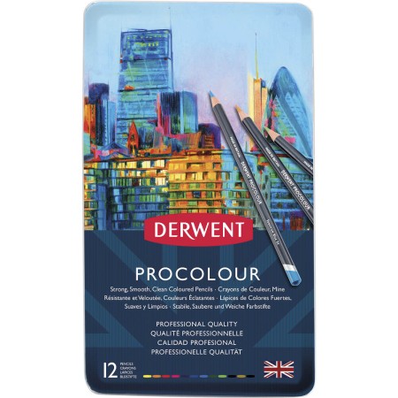 Foto ilustrativa Lápis de Cor Permanente Procolour 12 Cores Estojo Lata