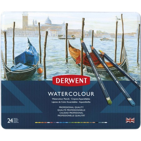 Foto ilustrativa Lápis de Cor Watercolour 24 Cores Estojo Lata